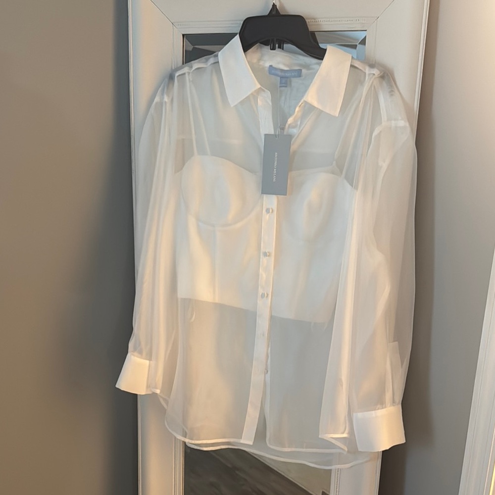 Antonio Melani Sheer White Blouse